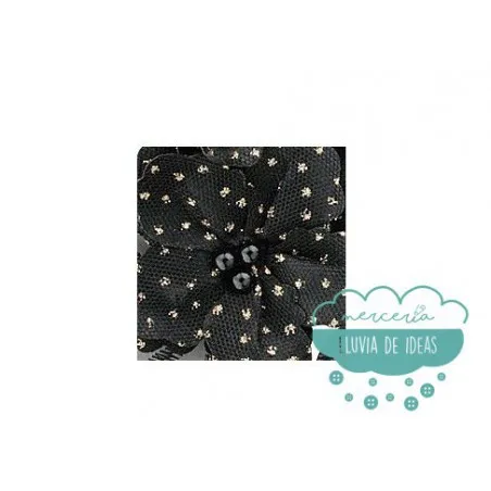 Aplicación bordada de flores con perlas y lentejuelas -  Serie Fátima