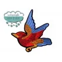 Parche bordado termoadhesivo - Mirlo ala azul Mercería Lluvia de Ideas
