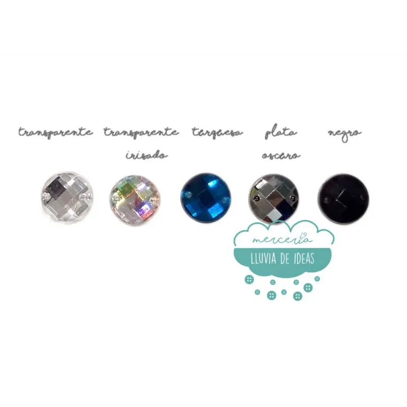 Piedra acrílica redonda cristal Ø 12 mm. - Varios colores