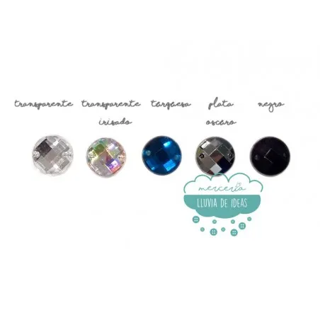 Piedra acrílica redonda cristal Ø 12 mm. - Varios colores