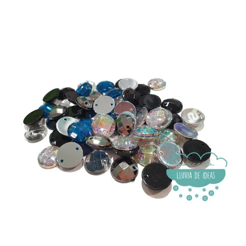 Piedra acrílica redonda cristal Ø 12 mm. - Varios colores