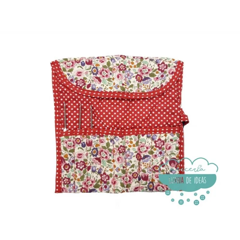 Funda de tela para agujas de ganchillo
