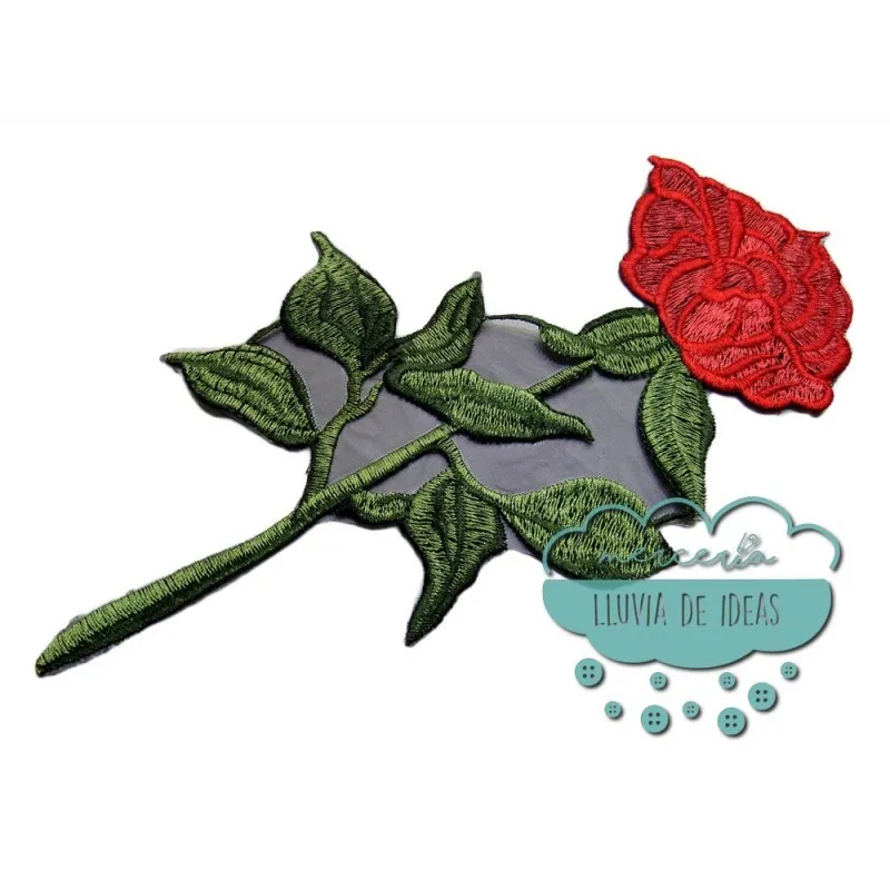 Aplicación bordada - Serie Rosa roja Mercería Lluvia de Ideas