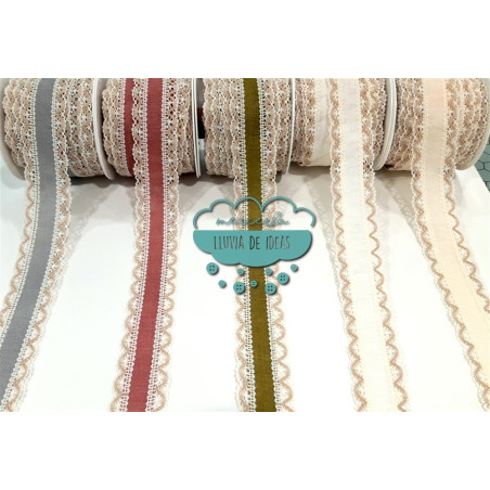 Entredós de lino con puntilla de bolillos - Serie Rustic