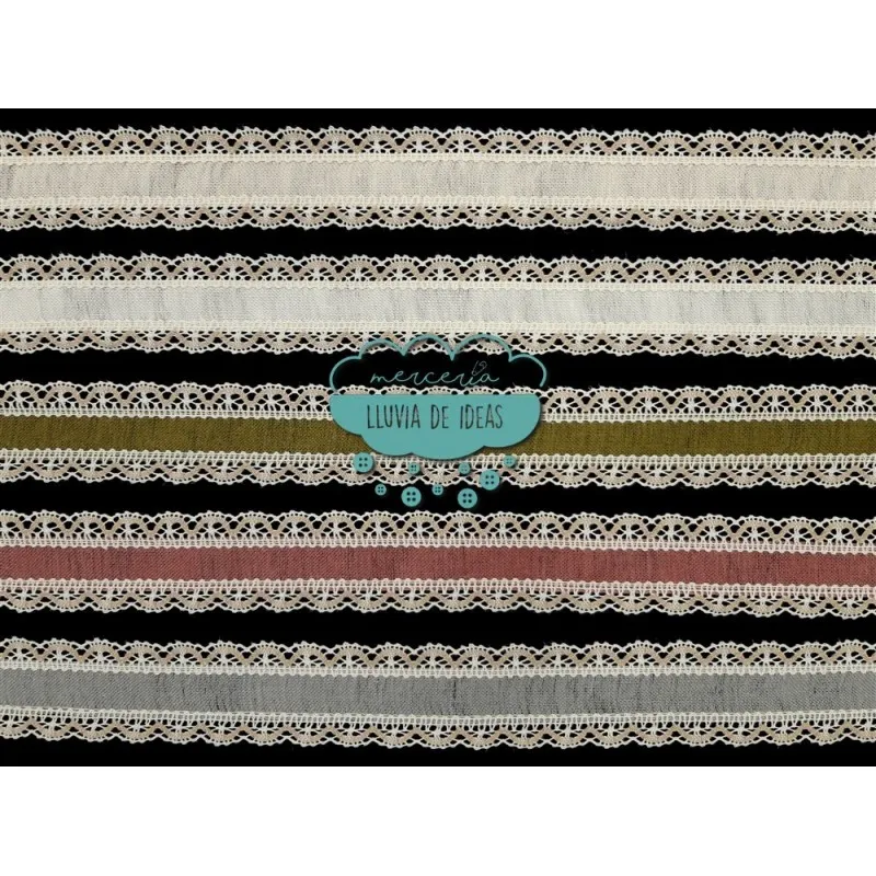 Entredós de lino con puntilla de bolillos - Serie Rustic