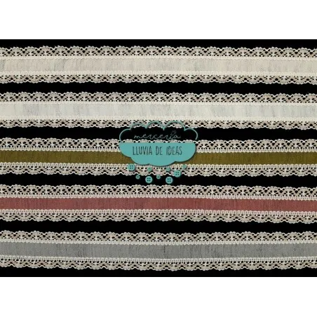 Entredós de lino con puntilla de bolillos - Serie Rustic