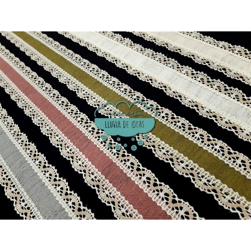 Entredós de lino con puntilla de bolillos - Serie Rustic