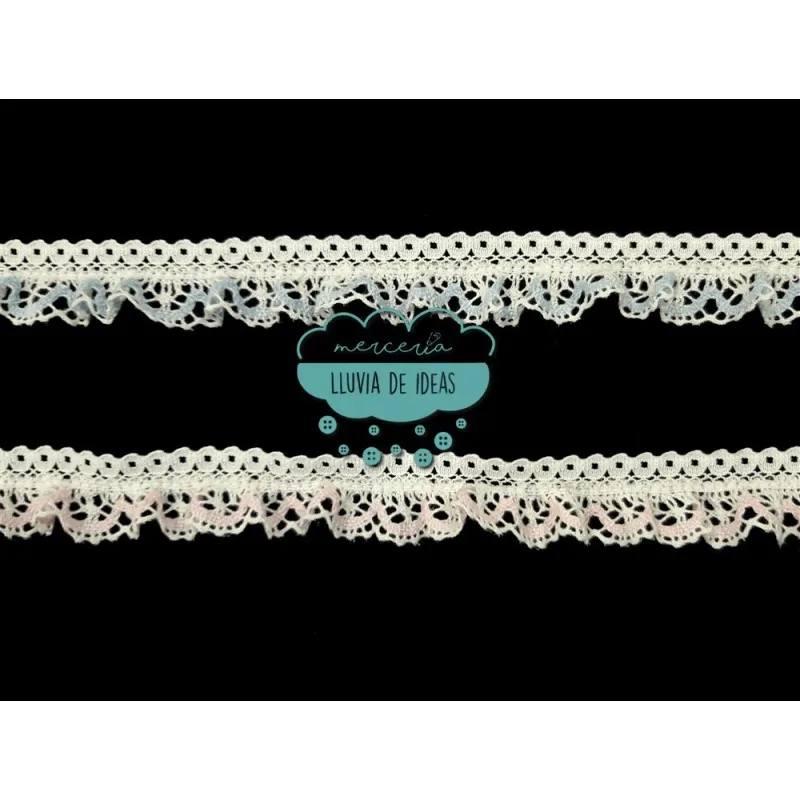 Puntilla de bolillos fruncida - Serie Baby Mercería Lluvia de Ideas