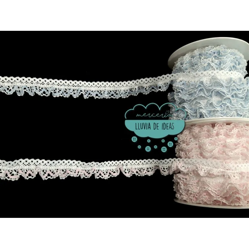 Puntilla de bolillos fruncida - Serie Baby Mercería Lluvia de Ideas