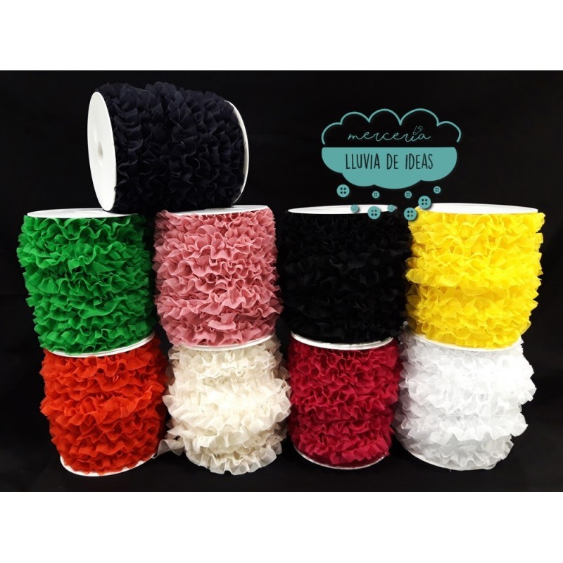 Cinta de organza fruncida 28 mm. - Varios colores Cinta de organza fruncida 28 mm. - Varios colores