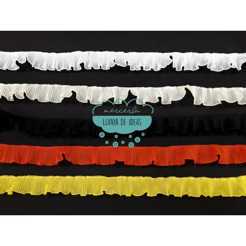 Plisado De Organza Con Rulo 40 Mm. - Varios Colores