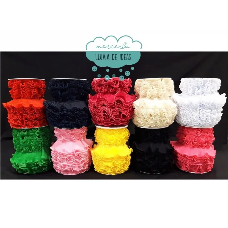 Plisado De Organza Con Rulo 40 Mm. - Varios Colores