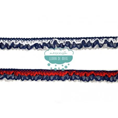 Puntilla doble fruncida bicolor - Serie Navy