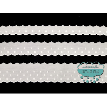 Conjunto de tiras bordadas con lunares - Serie Nerea color blanco