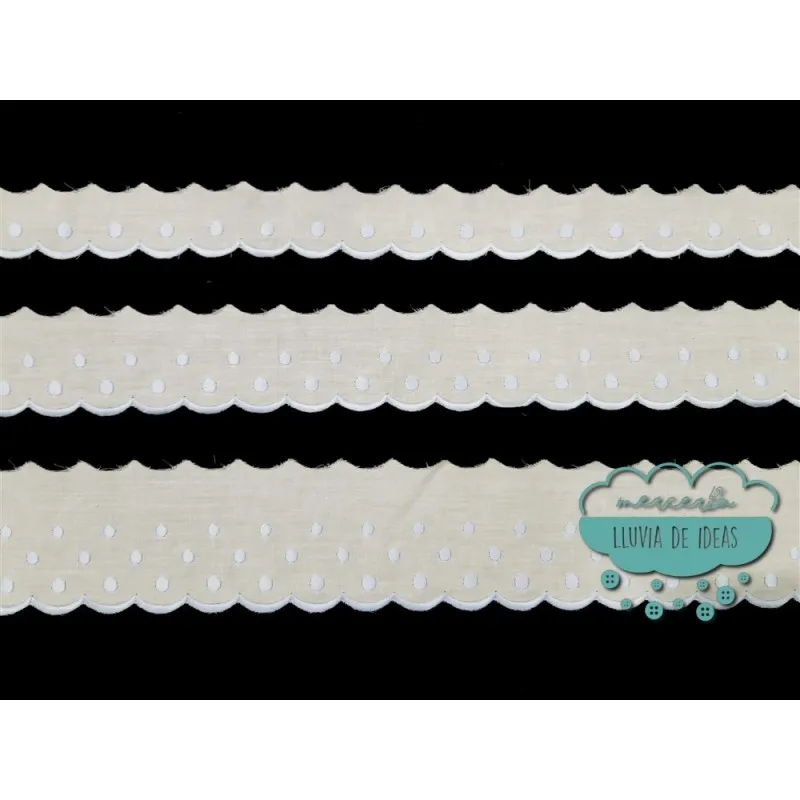 Conjunto de tiras bordadas con lunares - Serie Nerea color azul Mercería Lluvia de Ideas