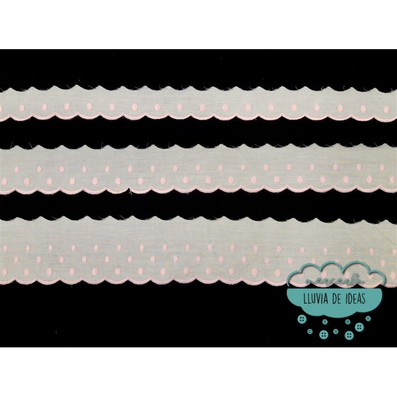 Conjunto de tiras bordadas con lunares - Serie Nerea color rosa