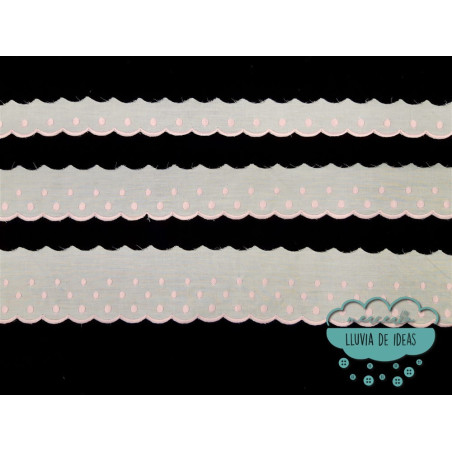 Conjunto de tiras bordadas con lunares - Serie Nerea color rosa