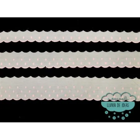 Conjunto de tiras bordadas con lunares - Serie Nerea color rosa