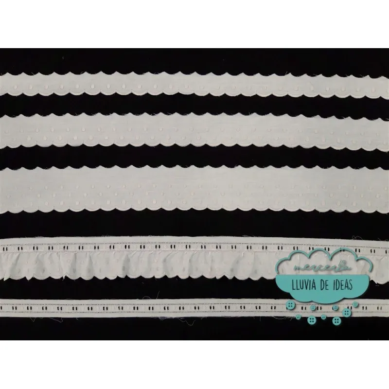 Conjunto de tiras bordadas con lunares - Serie Nerea color gris Mercería Lluvia de Ideas