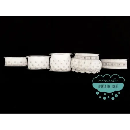 Conjunto de tiras bordadas con lunares - Serie Nerea color gris