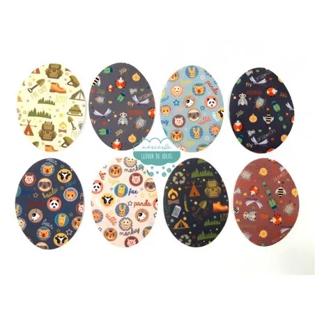 Coderas / Rodilleras termoadhesivas estampadas - Serie Camping & Animales