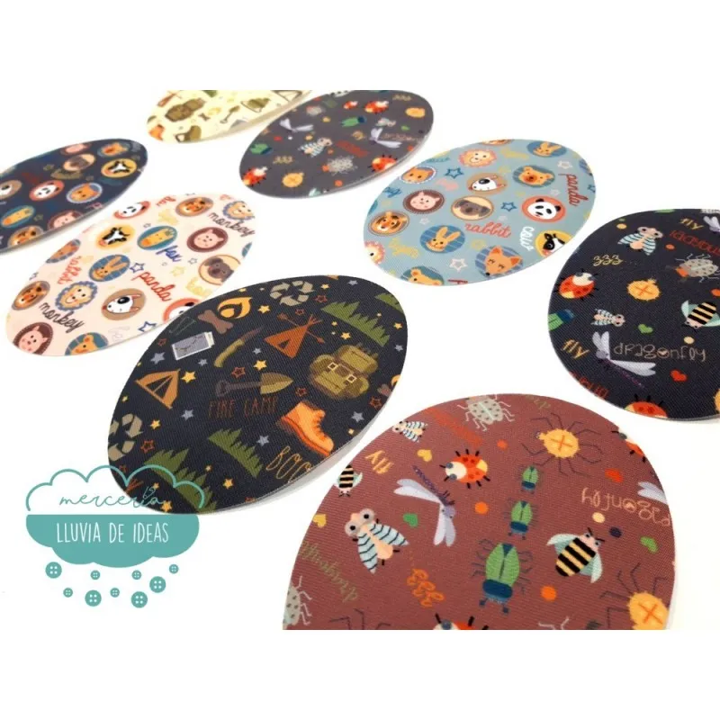 Coderas / Rodilleras termoadhesivas estampadas - Serie Camping & Animales