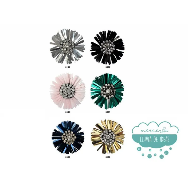 Aplique flor con paillettes y cristal - Serie Flowers