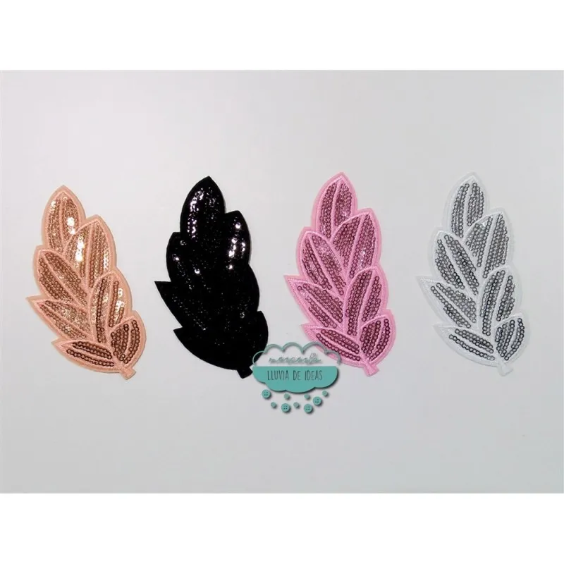 Parche bordado termoadhesivo con lentejuelas -  Hojas