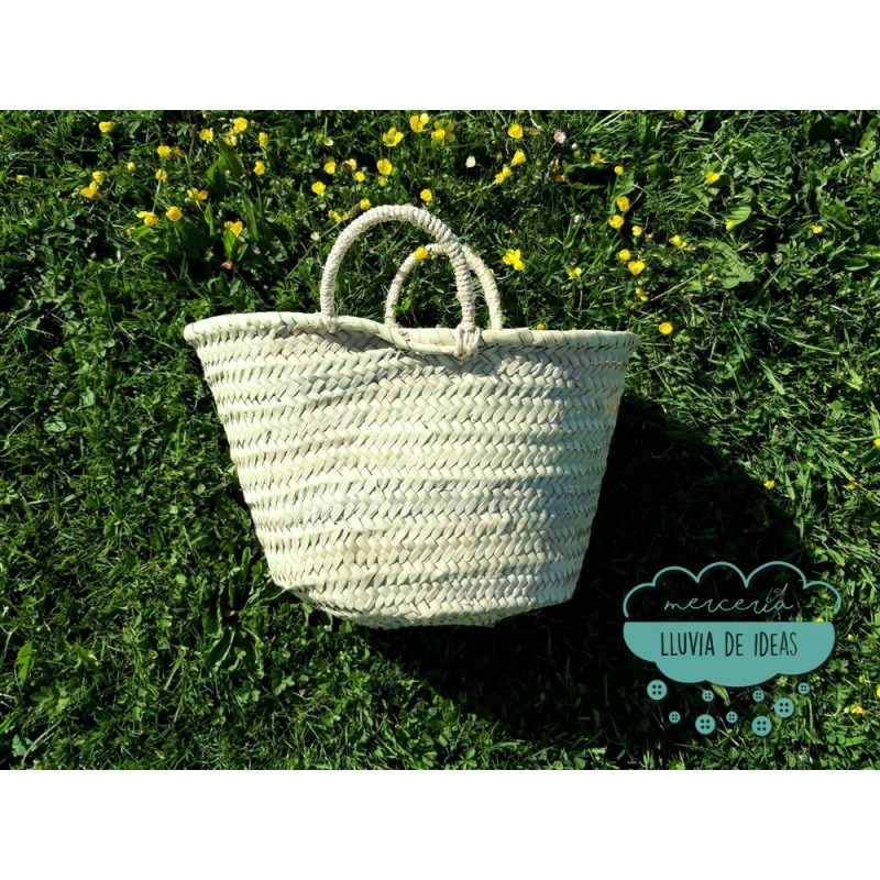 Capazo de palma natural y asas de pita - Serie Marlén Capazo de palma natural y asas de pita - Serie Marlén