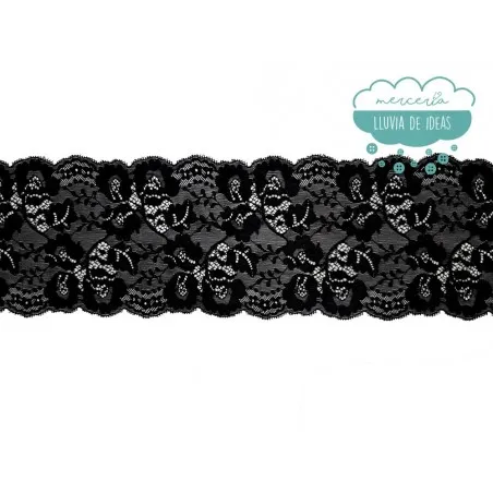 Entredós elástico nylon 14,5 cm. color negro - Serie Violeta