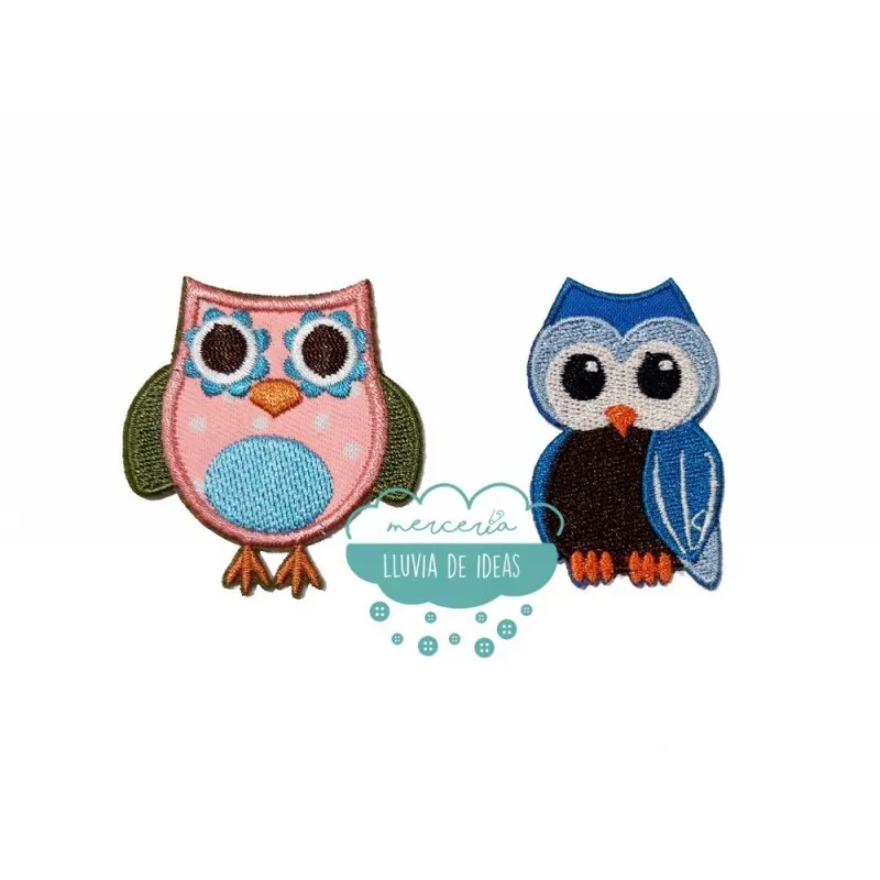 Parches bordados termoadhesivos - Serie Búhos Multicolor