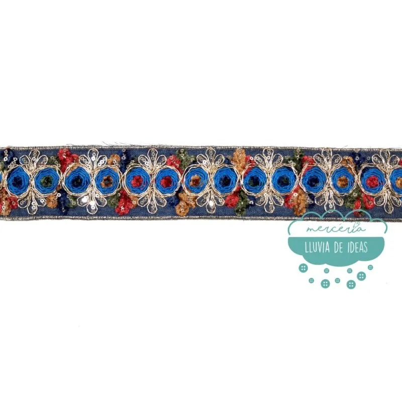 Pasamanería tejana con lentejuelas - Serie Almudena Mercería Lluvia de Ideas