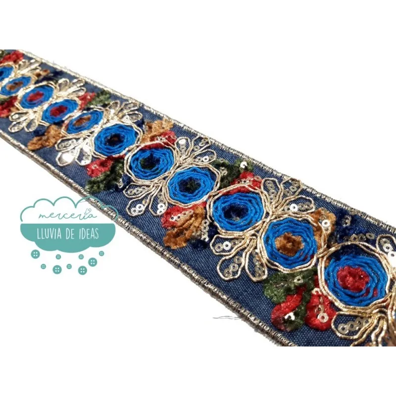 Pasamanería tejana con lentejuelas - Serie Almudena Mercería Lluvia de Ideas