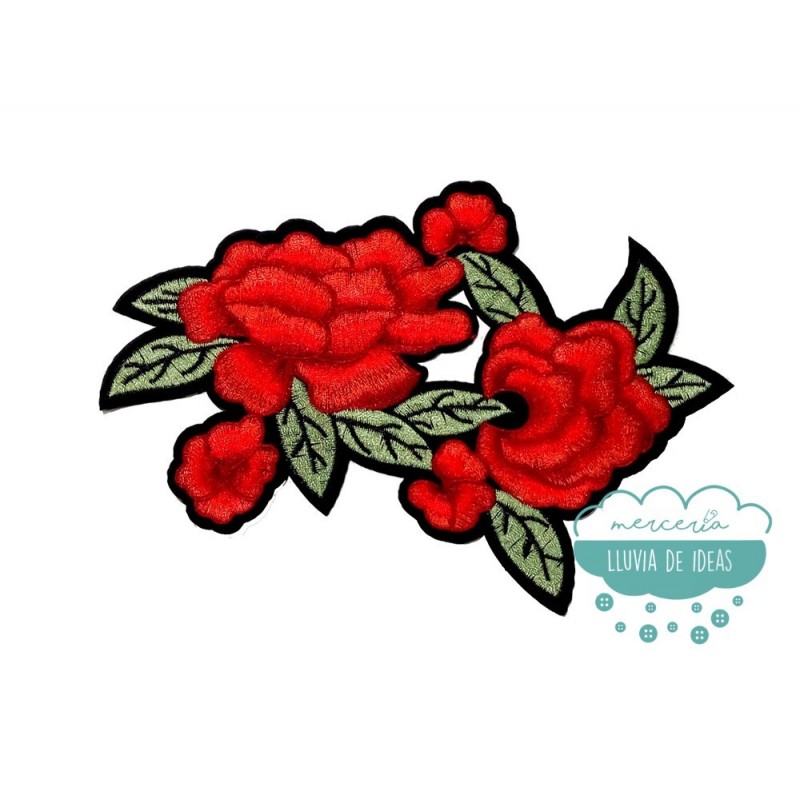 bordado termoadhesivo - Flores rojas - Serie Yamila