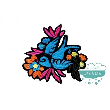 Parche bordado termoadhesivo - Golondrina turquesa - AGOTADO TEMPORALMENTE