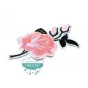 Parche bordado termoadhesivo - Flor rosa - Serie Creta