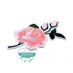 Parche bordado termoadhesivo - Flor rosa - Serie Creta