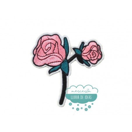 Parche bordado termoadhesivo - Flores pequeñas rosas - Serie Aide