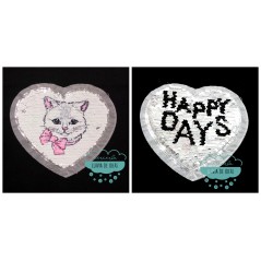 Aplicación lentejuelas reversibles con forma de corazón - Serie Gato con lazo