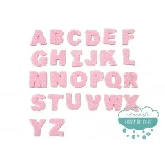 Parches bordados termoadhesivos - Serie Abecedario Mini (color rosa)