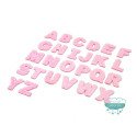 Parches bordados termoadhesivos - Serie Abecedario Mini (color rosa)