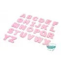 Parches bordados termoadhesivos - Serie Abecedario Mini (color rosa)