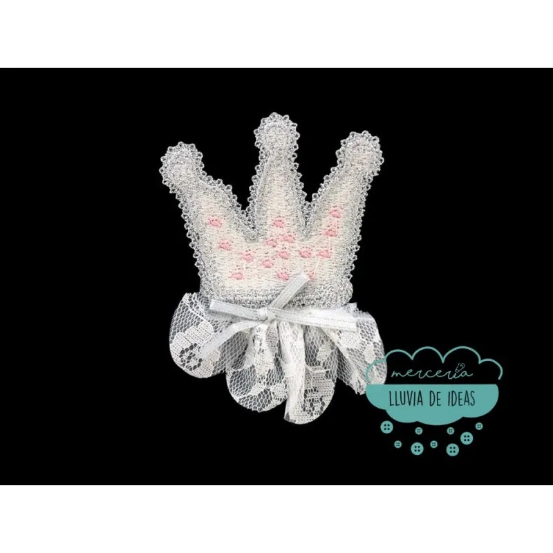 Aplicación Bordada Con Encaje Y Lazo - Serie Reina