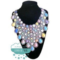Collar de piedras multicolor termohadhesivo - Serie Esmeralda