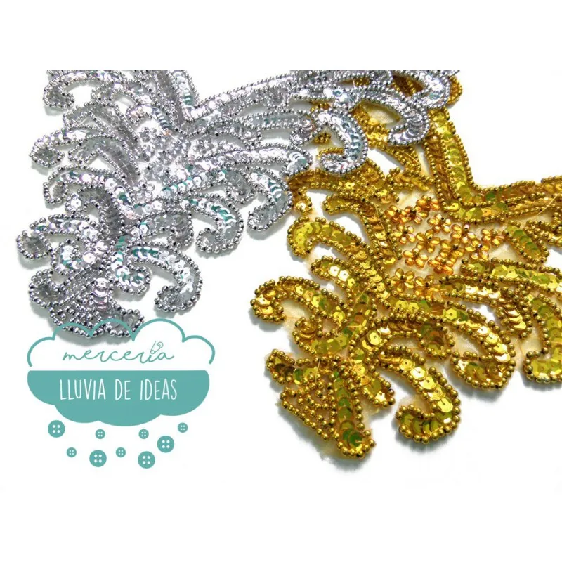 Aplicación lentejuelas y rocalla - Serie Faralae (Varios colores) Mercería Lluvia de Ideas