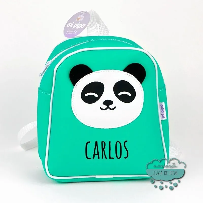 Mochila infantil personalizada - Panda color mint Mi Pipo