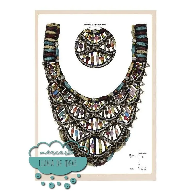 Cuello rocalla cristal y abalorios - Serie Manuela Mercería Lluvia de Ideas