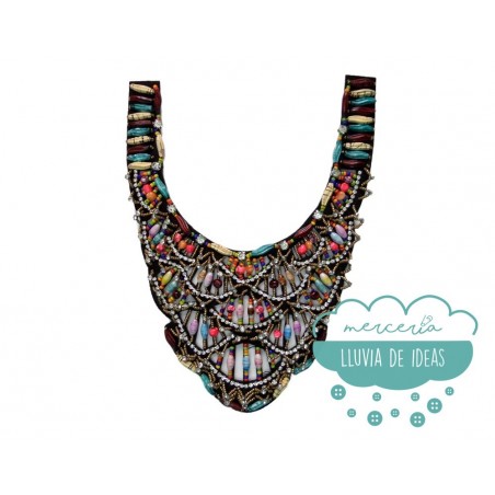 Cuello rocalla cristal y abalorios - Serie Manuela