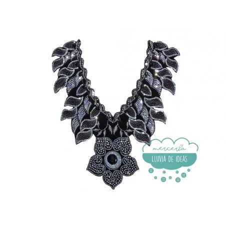 Aplicación bordada termoadhesiva con lentejuelas y pedrería - Serie Aimé