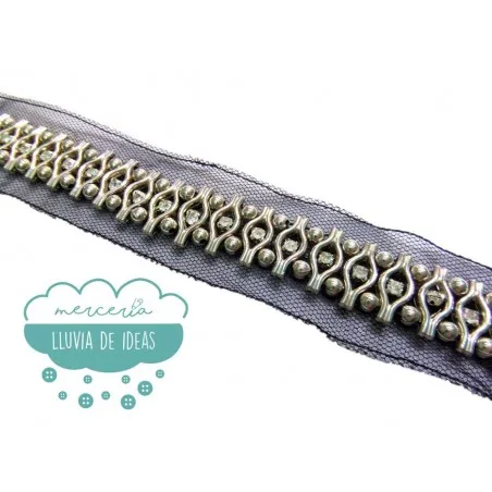 Pasamanería metálica con cristales - Serie Julia